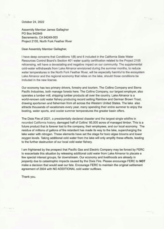 Letter to Assembly Member James Gallagher