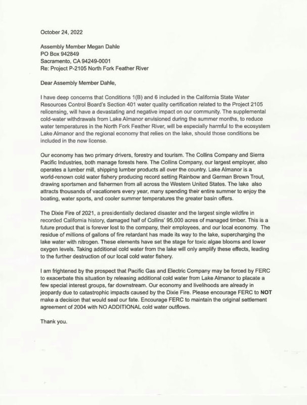 Letter to Assembly Member Megan Dahle