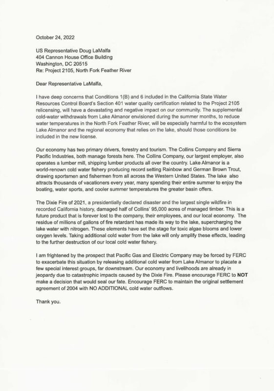 Letter to Representative Doug LaMalfa