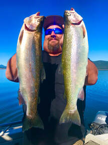Two Trophy Rainbows at Lake Almanor www.bigdaddyfishing.com